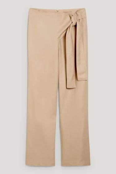 Donna - Pantaloni di stoffa - vita alta - gamba larga - beige chiaro
