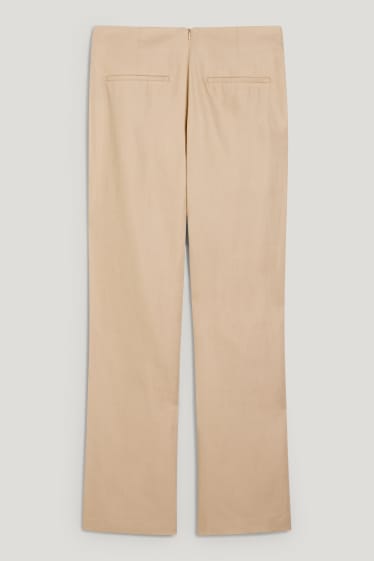 Donna - Pantaloni di stoffa - vita alta - gamba larga - beige chiaro
