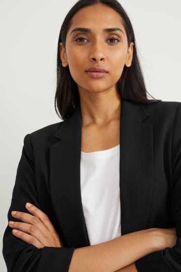 Dames - Blazer - relaxed fit - zwart