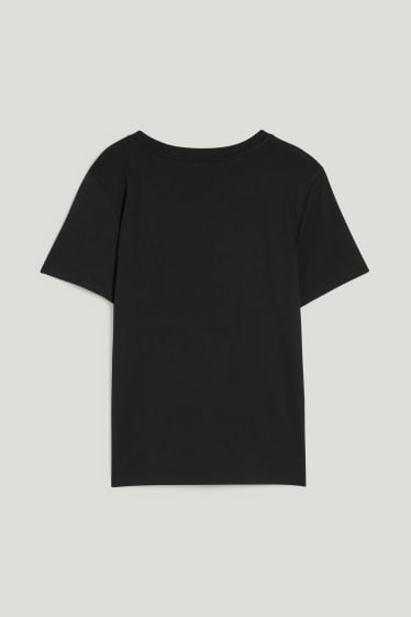 Kobiety - T-shirt z aplikacją z łańcuszkami - czarny