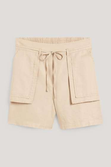 Dames - Korte broek - high waist - licht beige