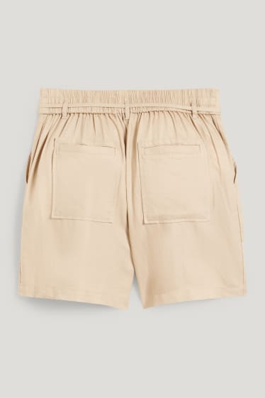 Dames - Korte broek - high waist - licht beige