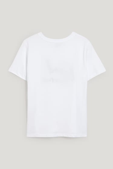 Kobiety - T-shirt z aplikacją z łańcuszkami - biały