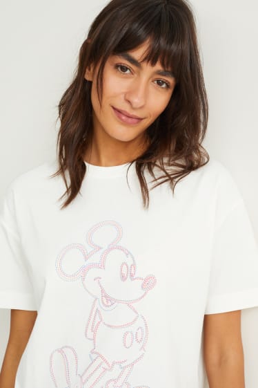 Dames - T-shirt - Mickey Mouse - crème wit