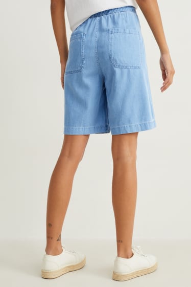 Damen - Bermudas - High Waist - jeans-hellblau