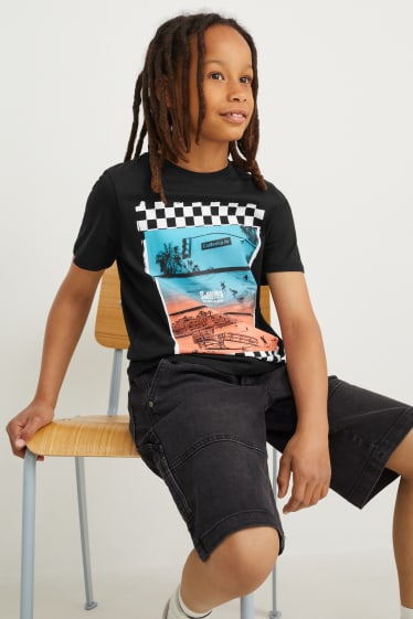 Reverskraag - Set van 2 - T-shirt - zwart