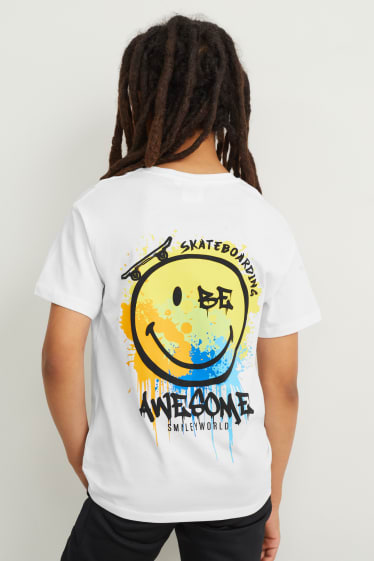 Reverskraag - SmileyWorld® - T-shirt - wit