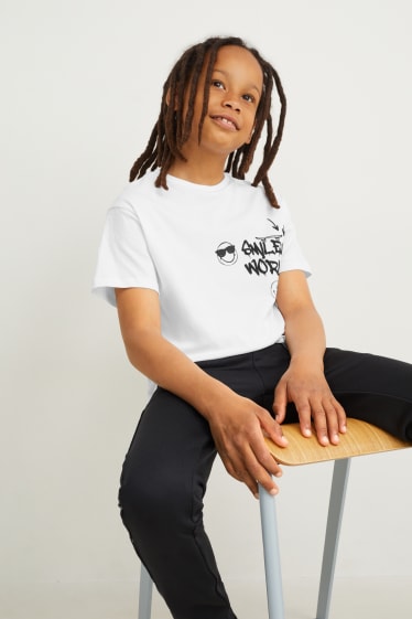 Reverskraag - SmileyWorld® - T-shirt - wit