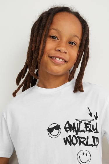 Reverskraag - SmileyWorld® - T-shirt - wit
