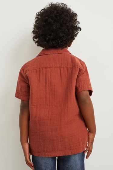 Toddler Boys - Set - overhemd en T-shirt - 2-delig - donker oranje