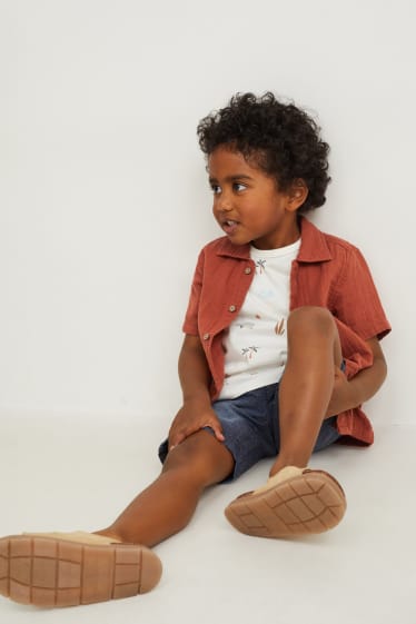 Toddler Boys - Set - overhemd en T-shirt - 2-delig - donker oranje