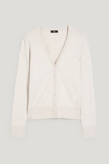 Damen - Basic-Strickjacke - cremefarben
