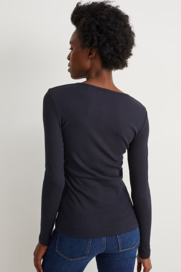 Dames - Basic longsleeve - donkerblauw