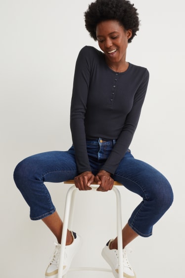 Dames - Basic longsleeve - donkerblauw