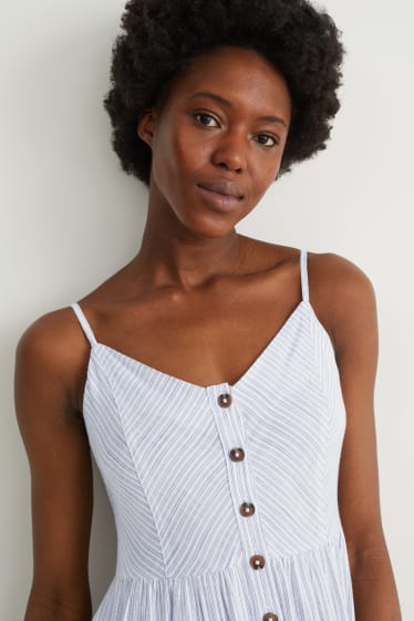 Women - Fit & flare dress - striped - blue / white