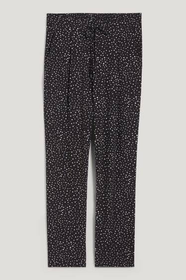 Women - Cloth trousers - high-rise waist - tapered fit - polka dot - black / white