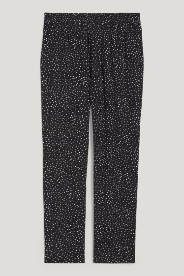 Women - Cloth trousers - high-rise waist - tapered fit - polka dot - black / white