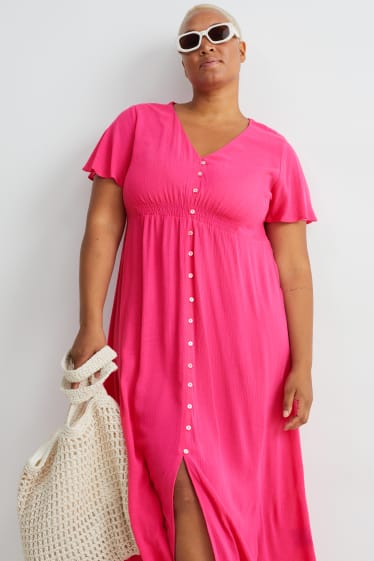 Dames - Fit & flare-jurk - fuchsiarood
