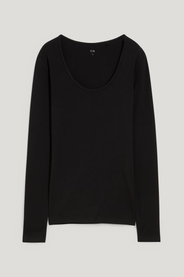 Donna - Maglia a maniche lunghe basic - nero