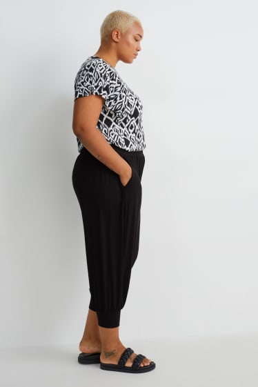 Women - Jersey trousers - mid-rise waist - comfort fit - black