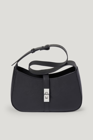 Damen - Schultertasche - Lederimitat - schwarz