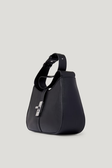 Damen - Schultertasche - Lederimitat - schwarz