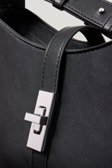 Damen - Schultertasche - Lederimitat - schwarz