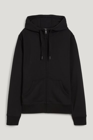 Damen - Basic-Sweatjacke mit Kapuze - schwarz