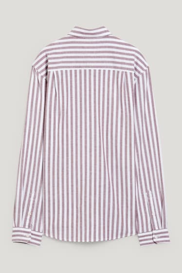 Men - Oxford shirt - regular fit - button-down collar - striped - cremewhite