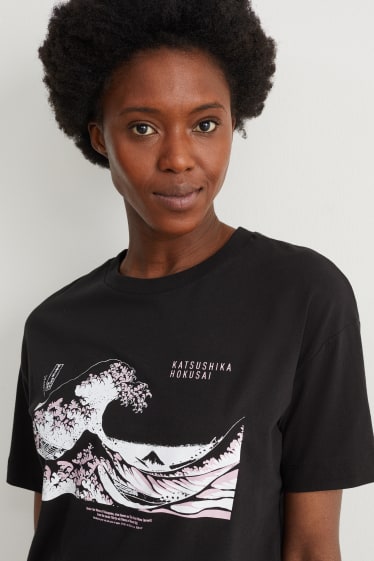Kobiety - T-Shirt - Katsushika Hokusai - czarny