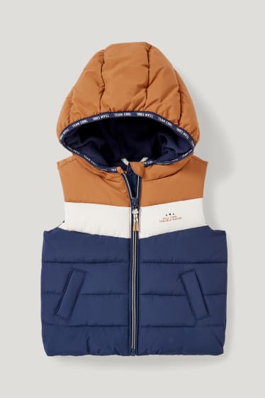 Baby Girls - Baby-Steppweste mit Kapuze - braun / blau