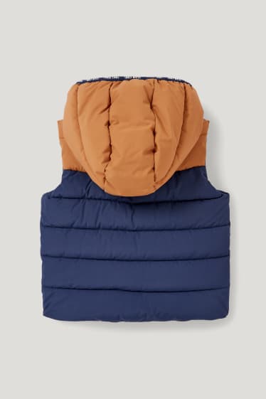 Baby Girls - Baby-Steppweste mit Kapuze - braun / blau