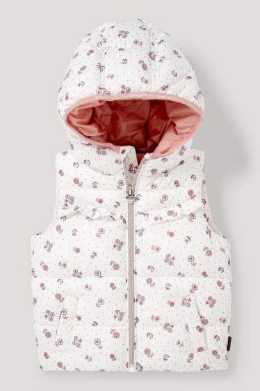 Baby Girls - Baby-Steppweste mit Kapuze - schneeweiß