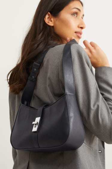 Damen - Schultertasche - Lederimitat - schwarz
