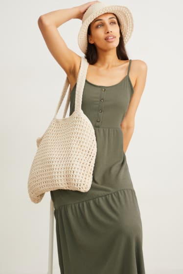 Damen - Fit & Flare Kleid - dunkelgrün