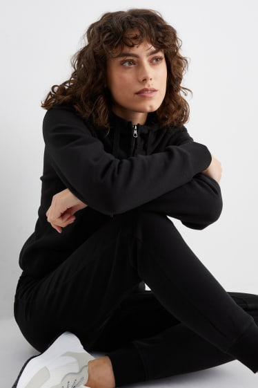 Damen - Basic-Sweatjacke mit Kapuze - schwarz