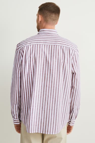 Men - Oxford shirt - regular fit - button-down collar - striped - cremewhite