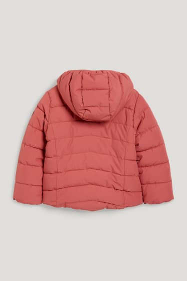 Toddler Girls - Quilted jacket with hood - dark rose