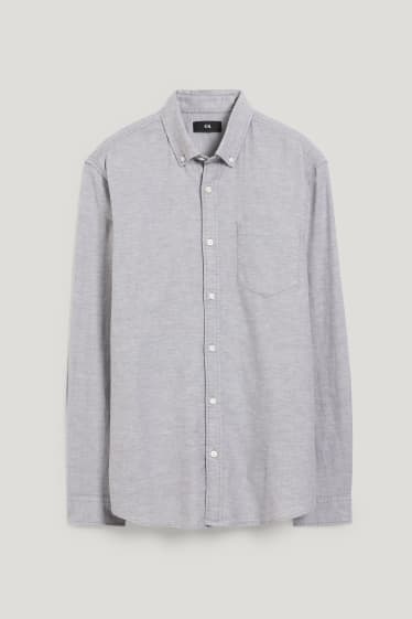 Herren - Oxford Hemd - Regular Fit - Button-down - grau