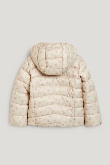 Toddler Girls - Steppjacke mit Kapuze - geblümt - hellbeige