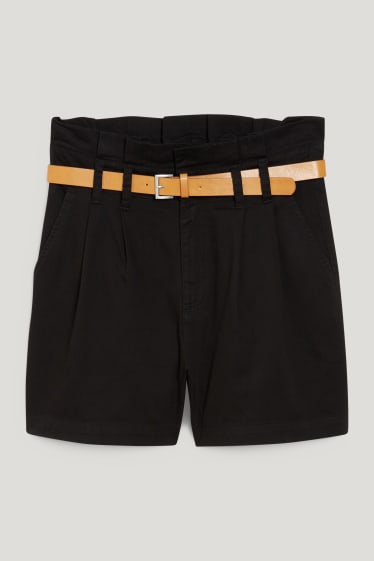 Femmes - Short avec ceinture - high waist - noir