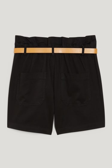 Femmes - Short avec ceinture - high waist - noir