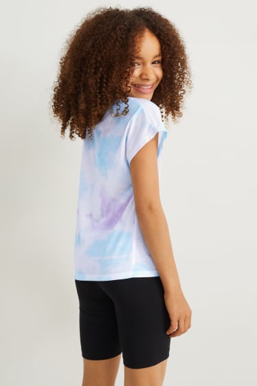 Kids Girls - Lilo & Stitch - Kurzarmshirt mit Knotendetail - gemustert - weiß