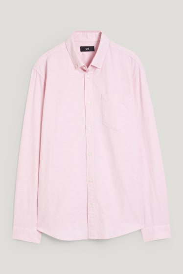 Hommes - Chemise Oxford - regular fit - col button down - rose