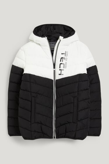 Kids Boys - Quilted jacket with hood - white