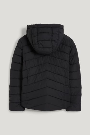 Kids Girls - Quilted jacket with hood - black