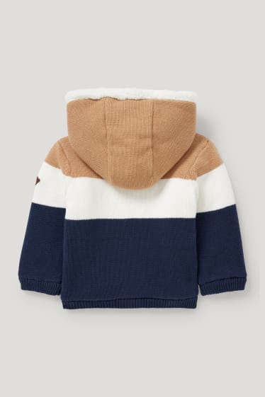 Baby Boys - Baby-Strickjacke mit Kapuze - blau / weiß