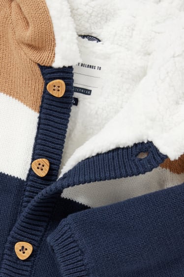 Baby Boys - Baby-Strickjacke mit Kapuze - blau / weiß