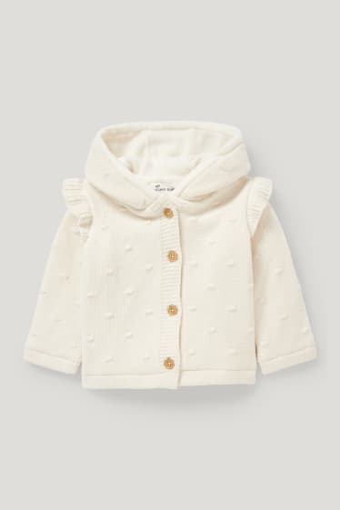 Baby Girls - Baby-Strickjacke mit Kapuze - cremeweiß