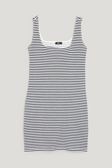 Women - Bodycon dress - striped - dark blue / white